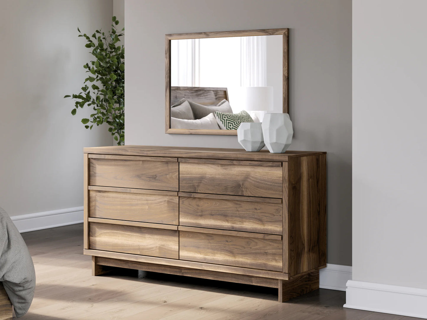 Chirason - Brown - Six Drawer Dresser And Mirror