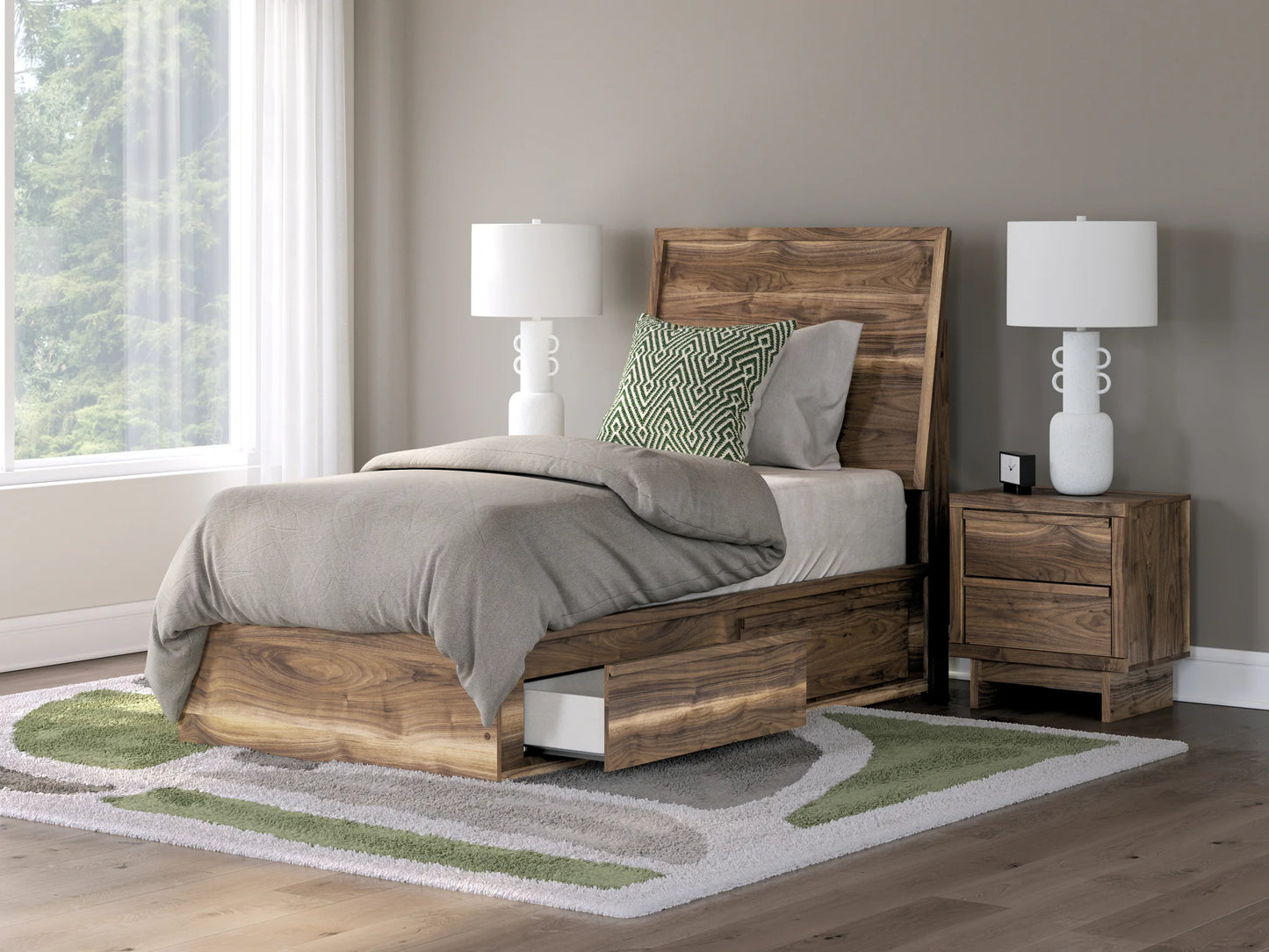 Chirason - Twin Panel Bed With Storage - Brown