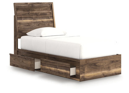 Chirason - Twin Panel Bed With Storage - Brown