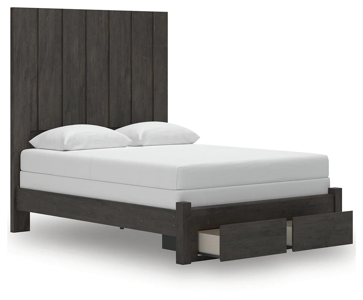 Fraluna - Charcoal - Queen Panel Storage Bed