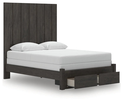 Fraluna - Charcoal - Queen Panel Storage Bed