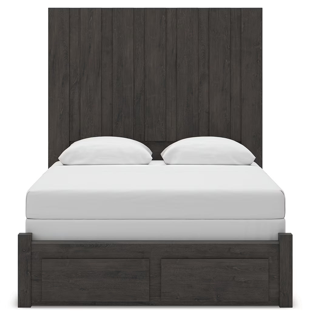 Fraluna - Charcoal - Queen Panel Storage Bed