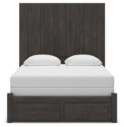Fraluna - Charcoal - Queen Panel Storage Bed