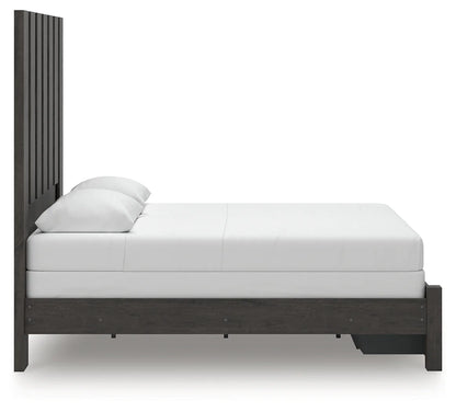 Fraluna - Charcoal - Queen Panel Storage Bed