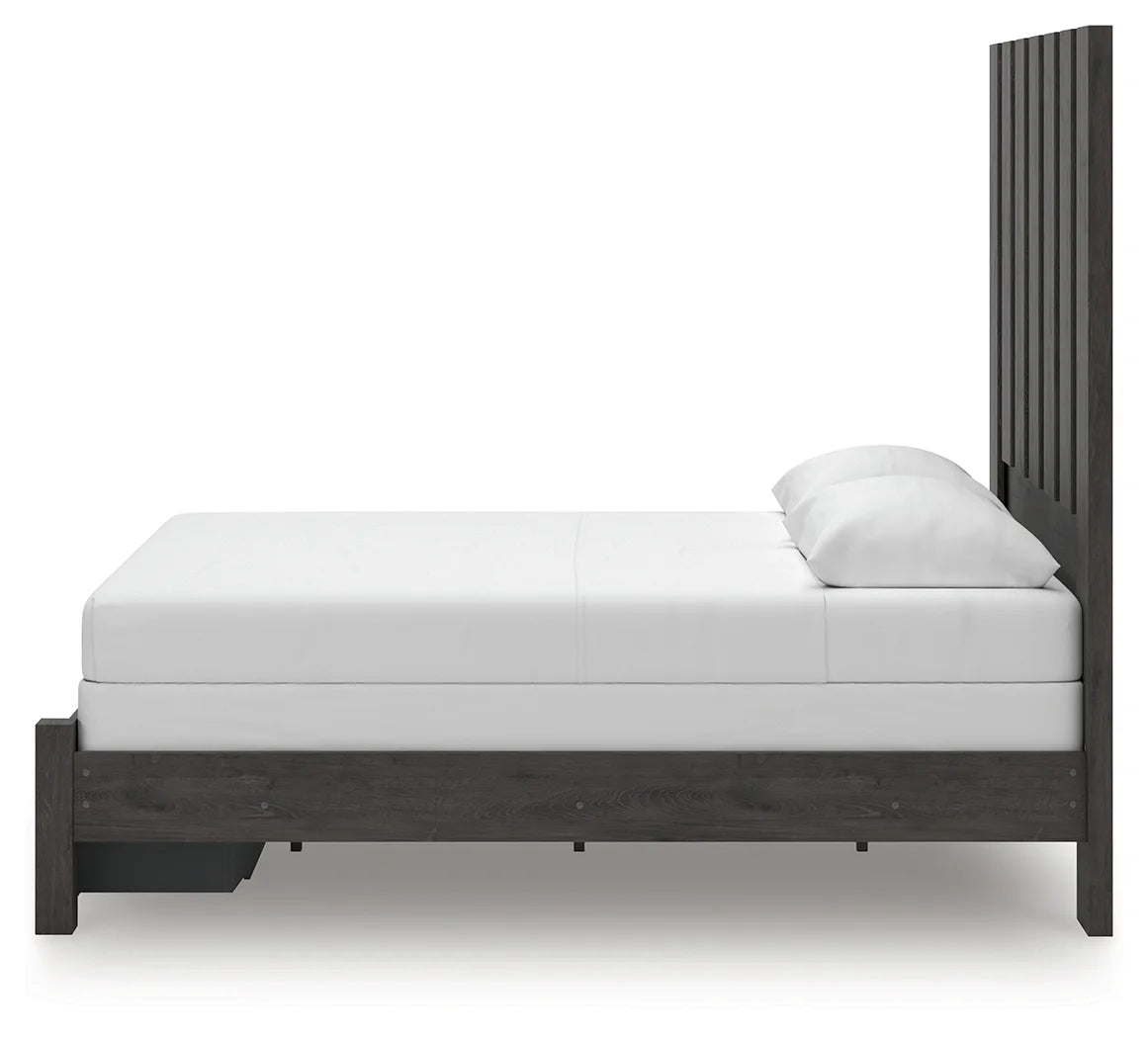 Fraluna - Charcoal - Queen Panel Storage Bed