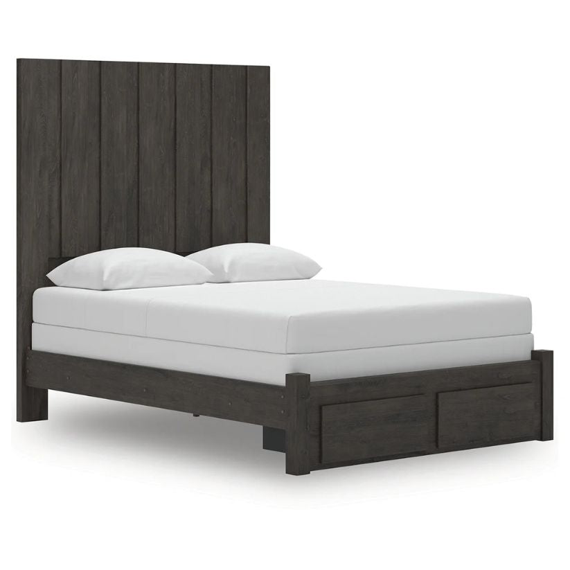 Fraluna - Charcoal - Queen Panel Storage Bed