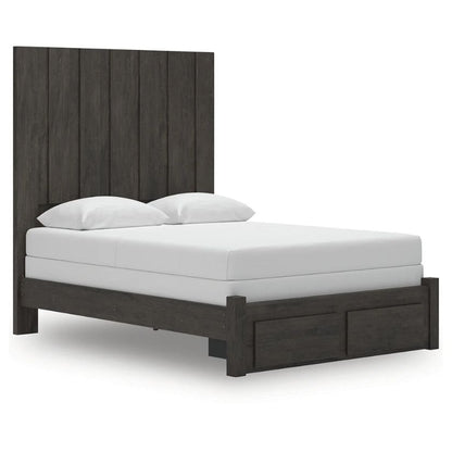 Fraluna - Charcoal - Queen Panel Storage Bed