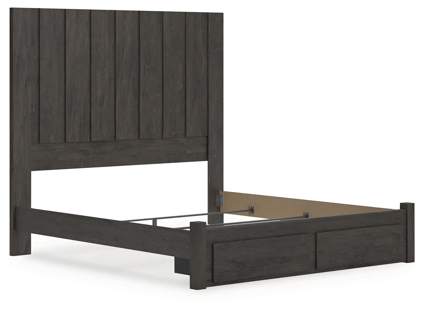 Fraluna - Charcoal - King Panel Storage Bed