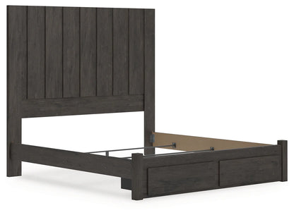 Fraluna - Charcoal - King Panel Storage Bed