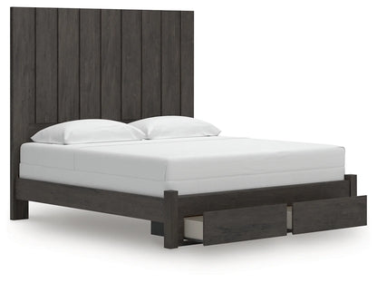 Fraluna - Charcoal - King Panel Storage Bed