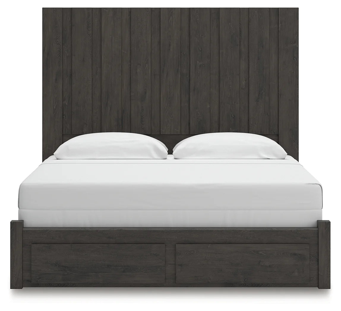Fraluna - Charcoal - King Panel Storage Bed