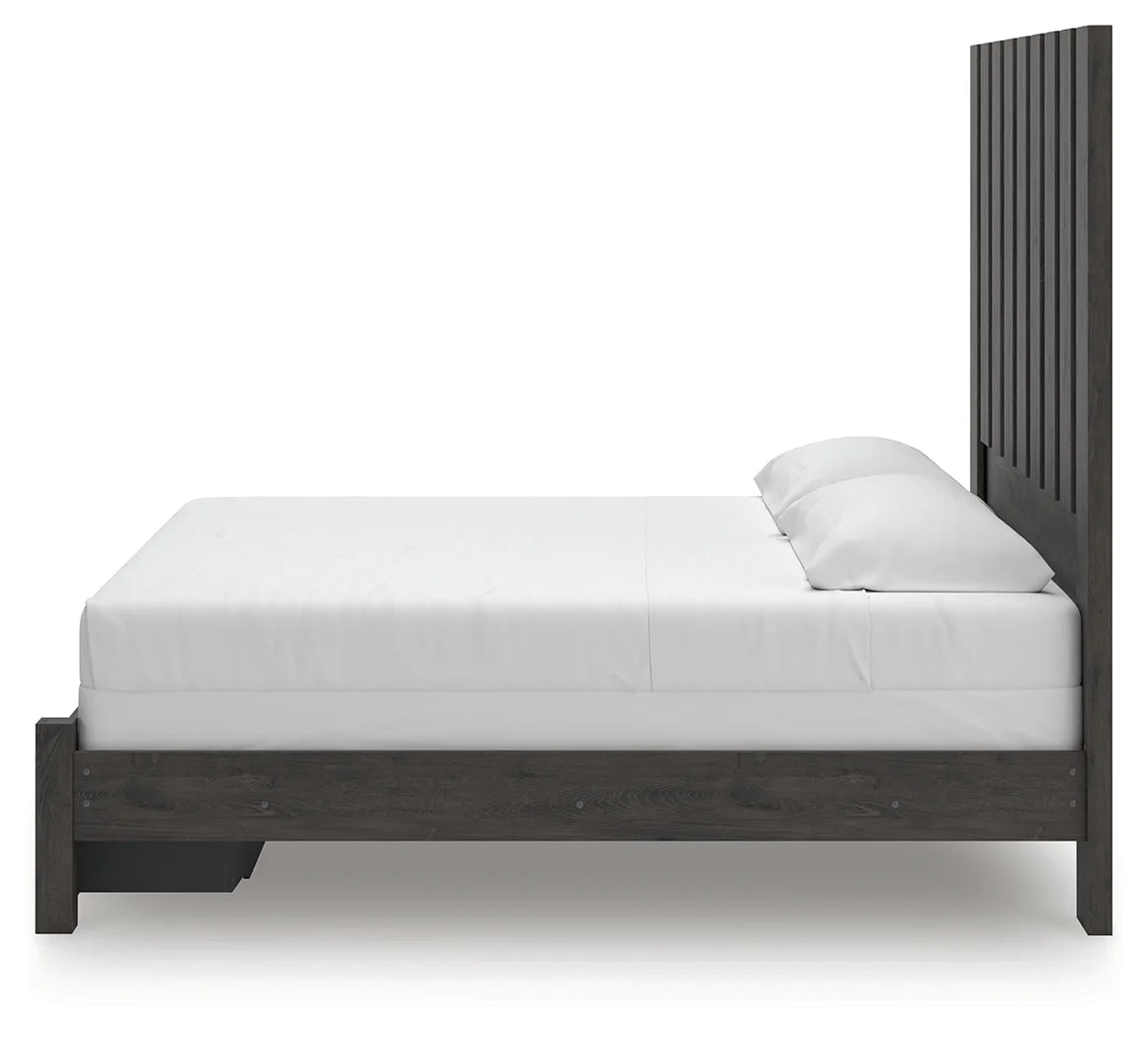Fraluna - Charcoal - King Panel Storage Bed