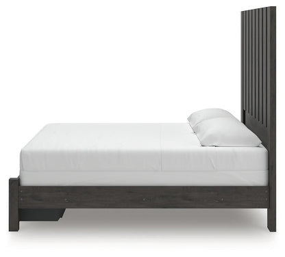 Fraluna - Charcoal - King Panel Storage Bed