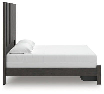 Fraluna - Charcoal - King Panel Storage Bed