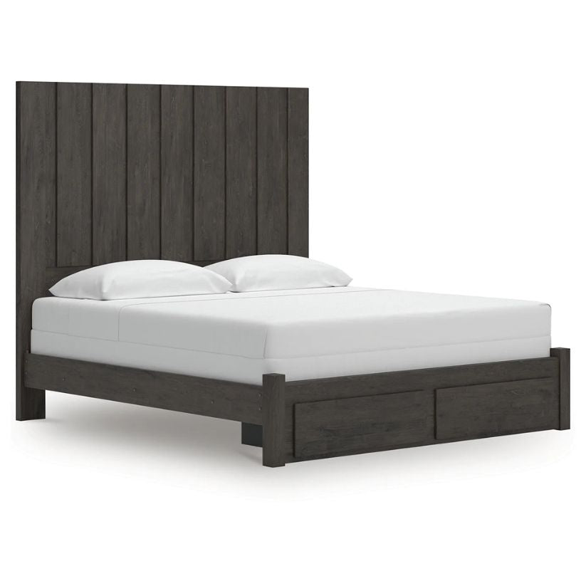 Fraluna - Charcoal - King Panel Storage Bed