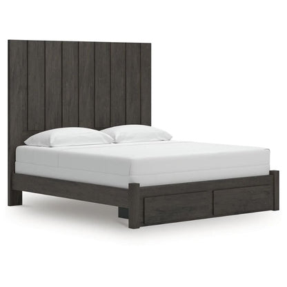Fraluna - Charcoal - King Panel Storage Bed