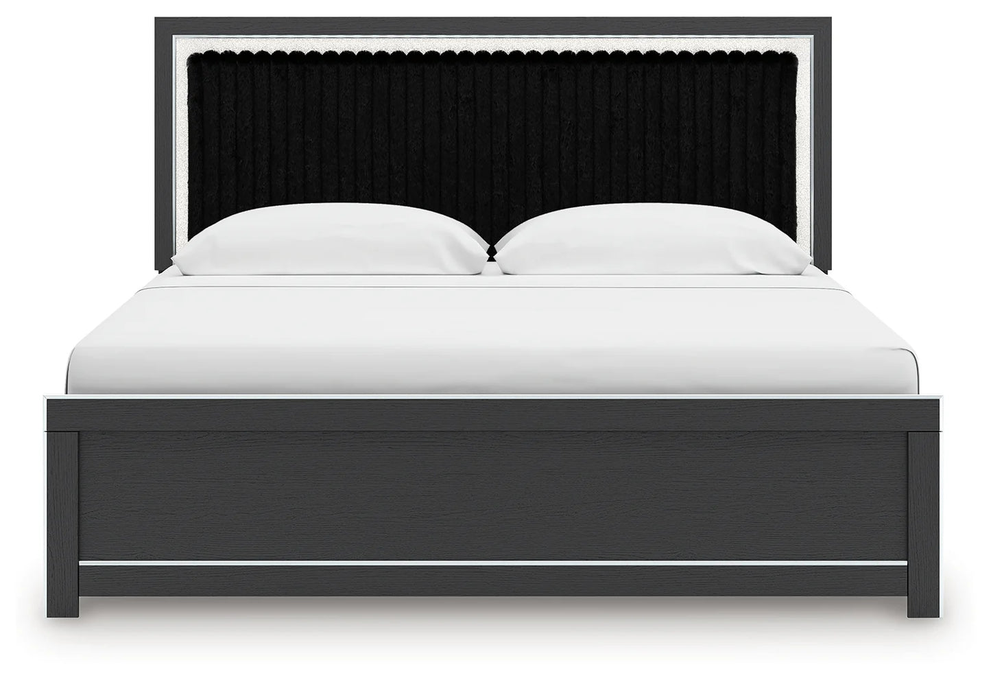 Zuraleus - King Upholstered Panel Platform Bed With Roll Slats - Black