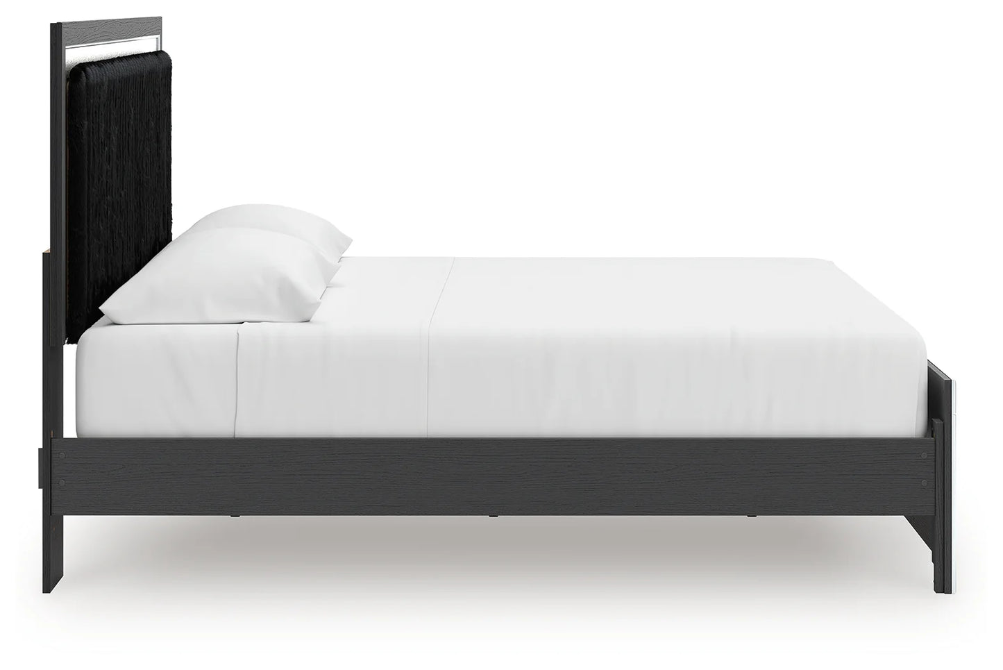 Zuraleus - King Upholstered Panel Platform Bed With Roll Slats - Black
