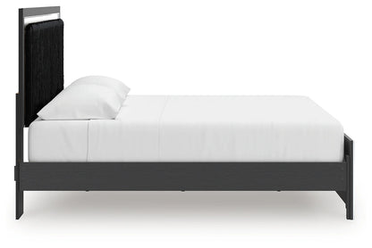 Zuraleus - King Upholstered Panel Platform Bed With Roll Slats - Black