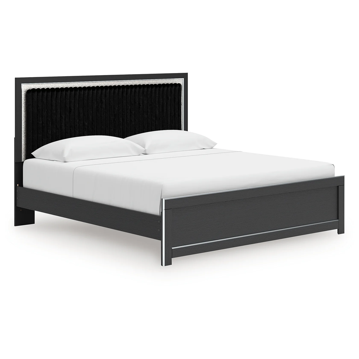 Zuraleus - King Upholstered Panel Platform Bed With Roll Slats - Black