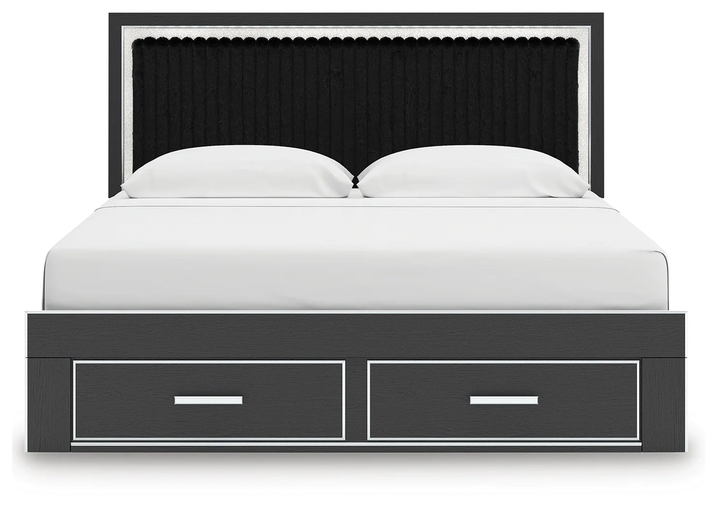 Zuraleus - King Upholstered Panel Platform Storage Bed - Black