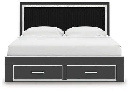 Zuraleus - King Upholstered Panel Platform Storage Bed - Black
