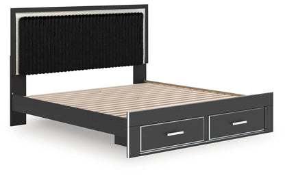 Zuraleus - King Upholstered Panel Platform Storage Bed - Black
