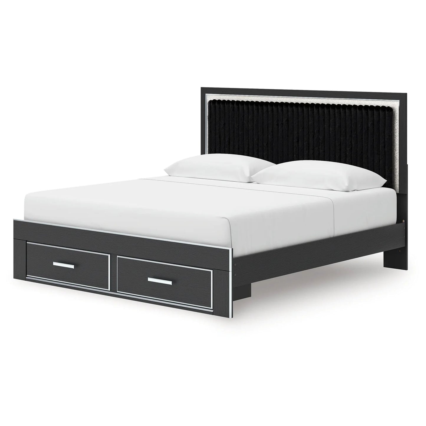 Zuraleus - King Upholstered Panel Platform Storage Bed - Black