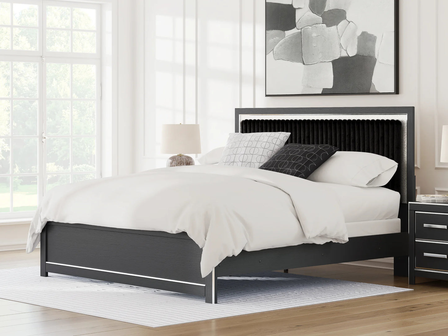Zuraleus - King Upholstered Panel Bed - Black