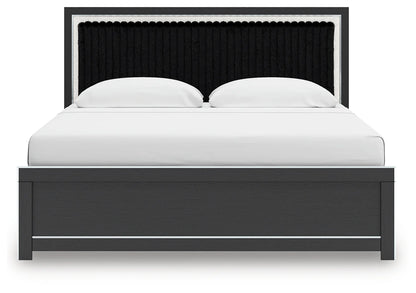 Zuraleus - King Upholstered Panel Bed - Black