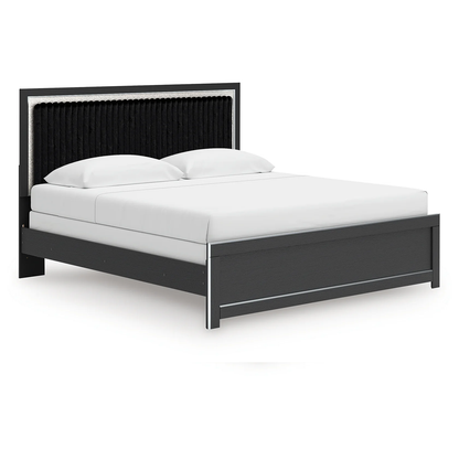 Zuraleus - King Upholstered Panel Bed - Black