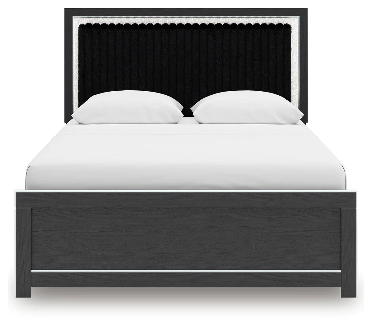 Zuraleus - Queen Upholstered Panel Platform Bed With Roll Slats - Black