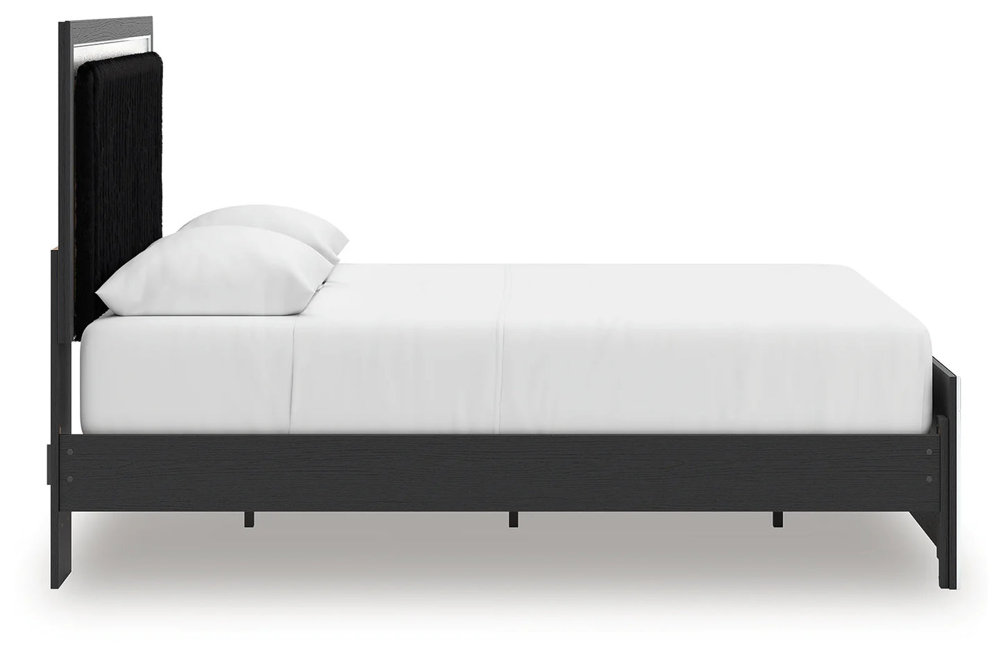 Zuraleus - Queen Upholstered Panel Platform Bed With Roll Slats - Black