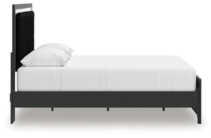 Zuraleus - Queen Upholstered Panel Platform Bed With Roll Slats - Black