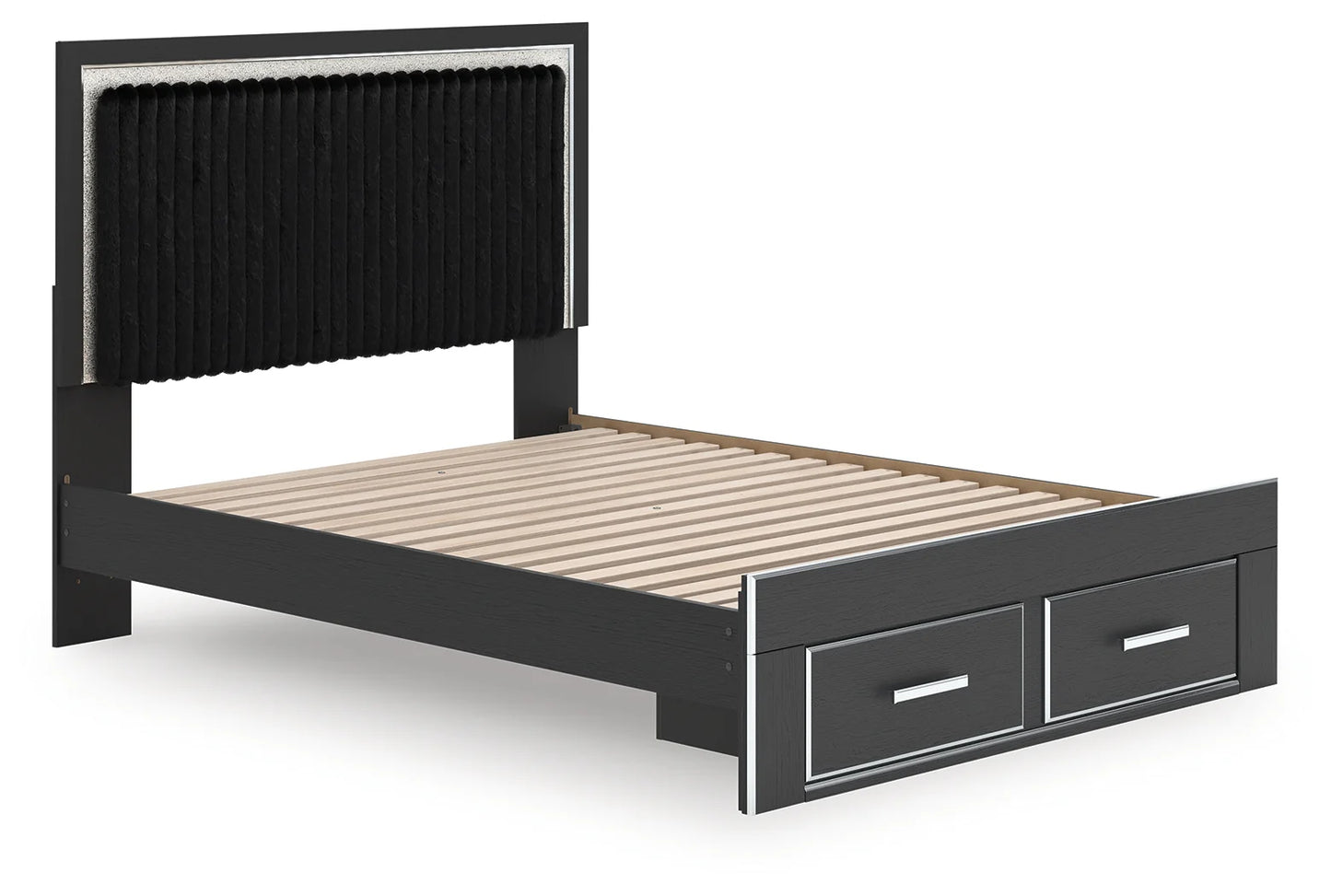 Zuraleus - Queen Upholstered Panel Platform Storage Bed - Black