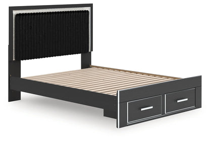 Zuraleus - Queen Upholstered Panel Platform Storage Bed - Black