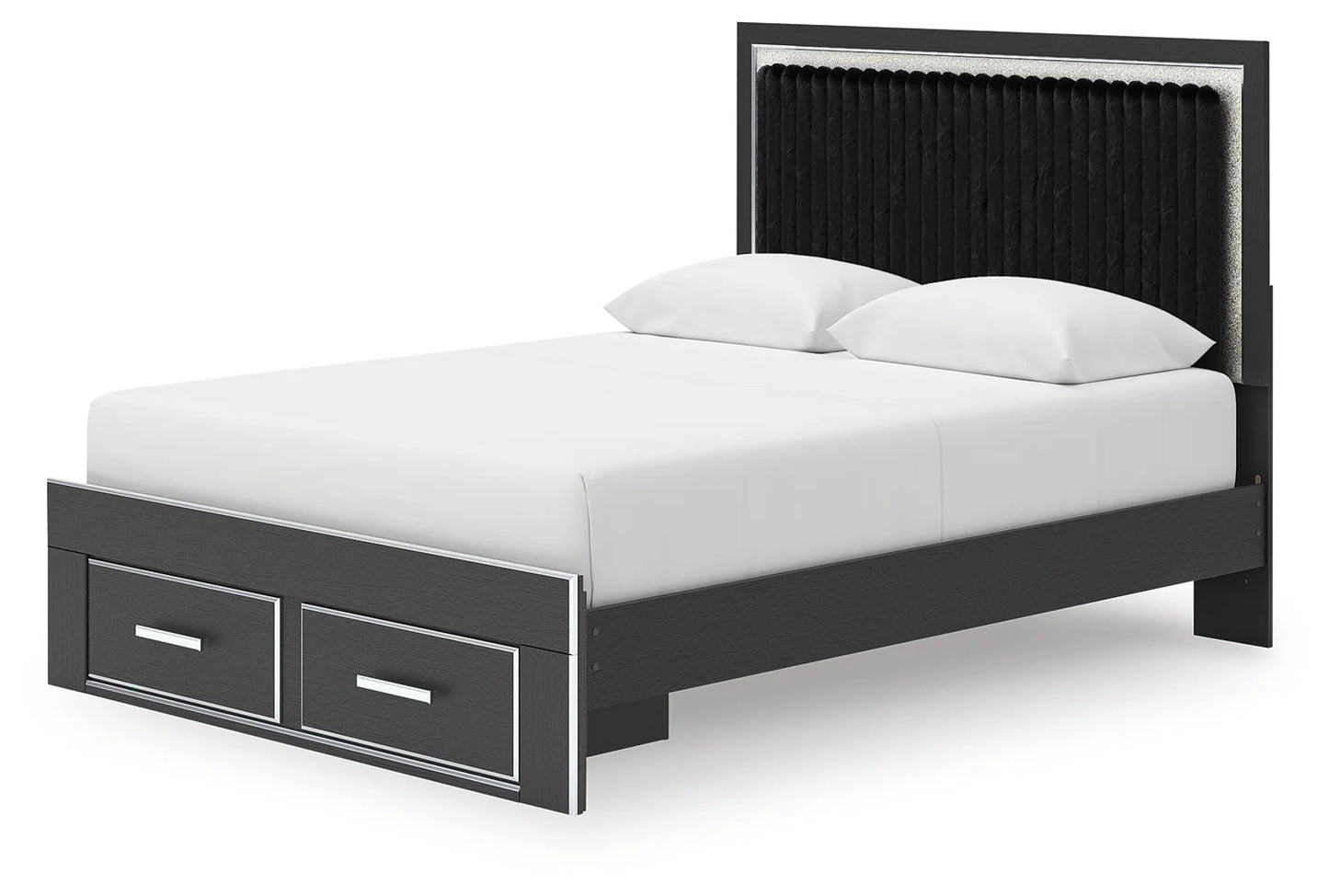 Zuraleus - Queen Upholstered Panel Platform Storage Bed - Black