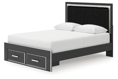 Zuraleus - Queen Upholstered Panel Platform Storage Bed - Black