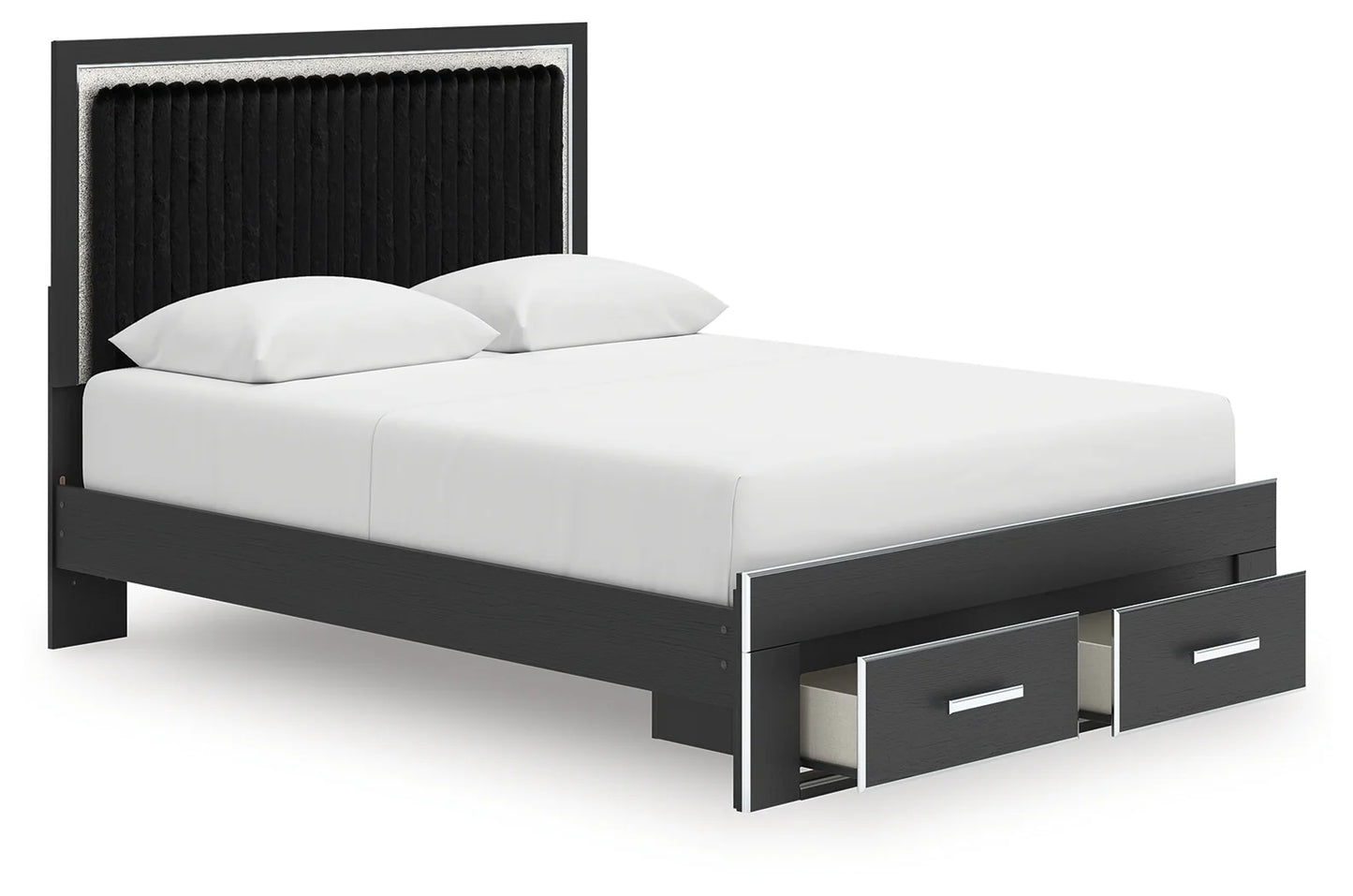 Zuraleus - Queen Upholstered Panel Platform Storage Bed - Black