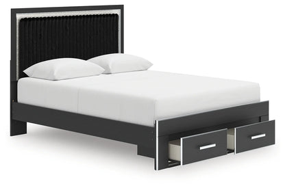 Zuraleus - Queen Upholstered Panel Platform Storage Bed - Black