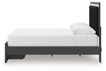 Zuraleus - Queen Upholstered Panel Platform Storage Bed - Black