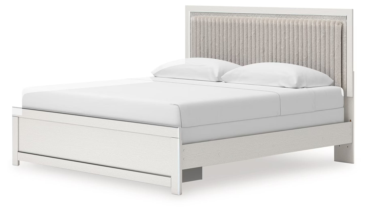 Zuraleus - King Upholstered Panel Bed - White