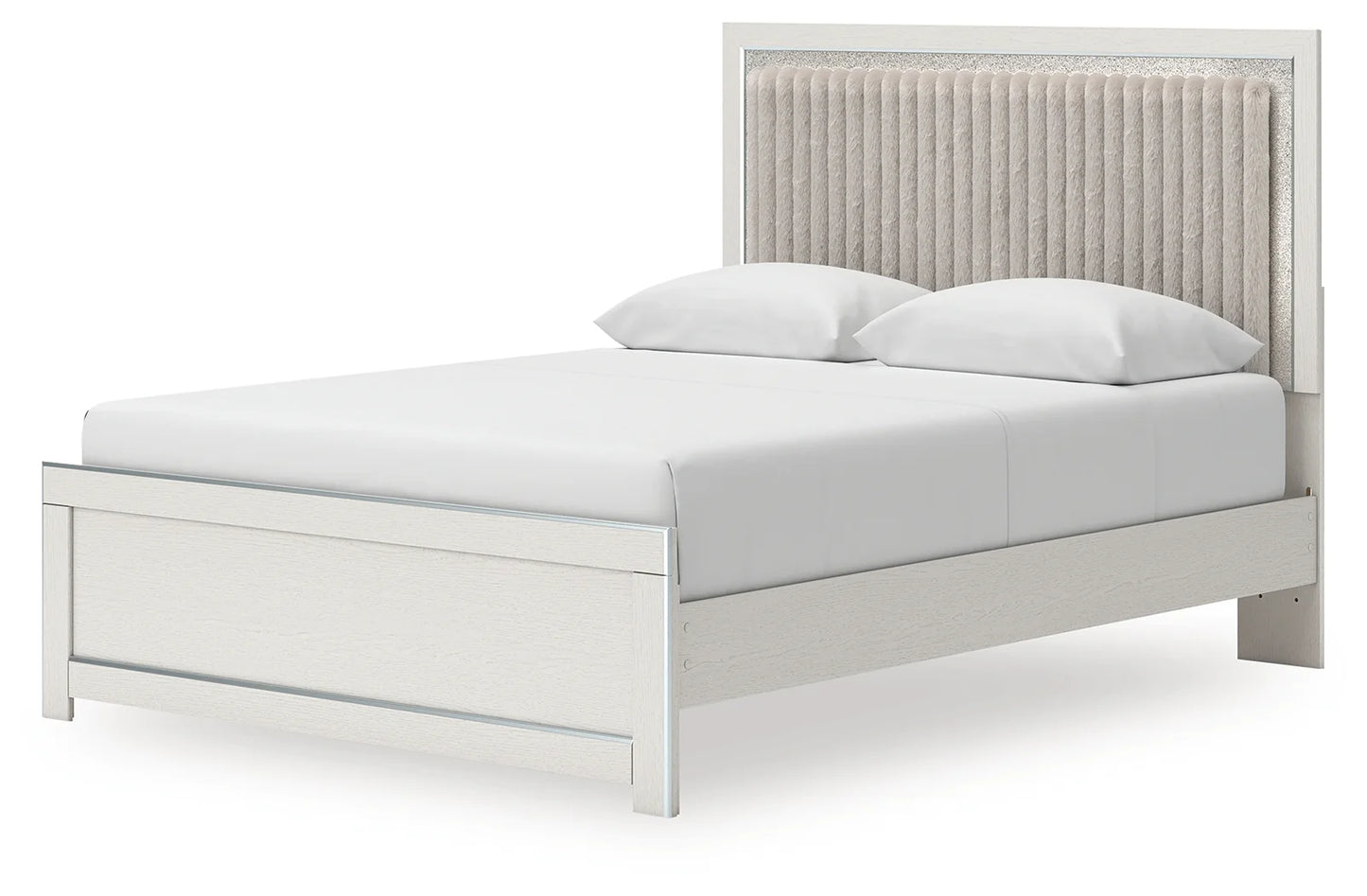 Zuraleus - Queen Upholstered Panel Platform Bed With Roll Slats - White