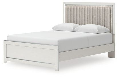 Zuraleus - Queen Upholstered Panel Platform Bed With Roll Slats - White