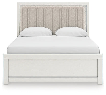 Zuraleus - Queen Upholstered Panel Platform Bed With Roll Slats - White