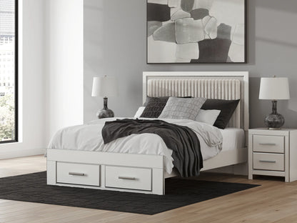 Zuraleus - Queen Upholstered Panel Platform Storage Bed - White