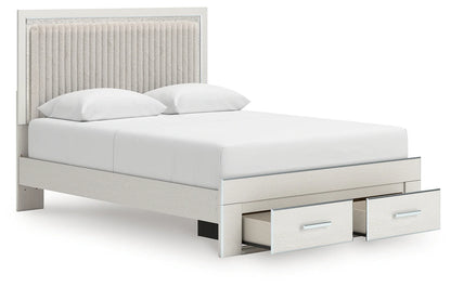 Zuraleus - Queen Upholstered Panel Platform Storage Bed - White
