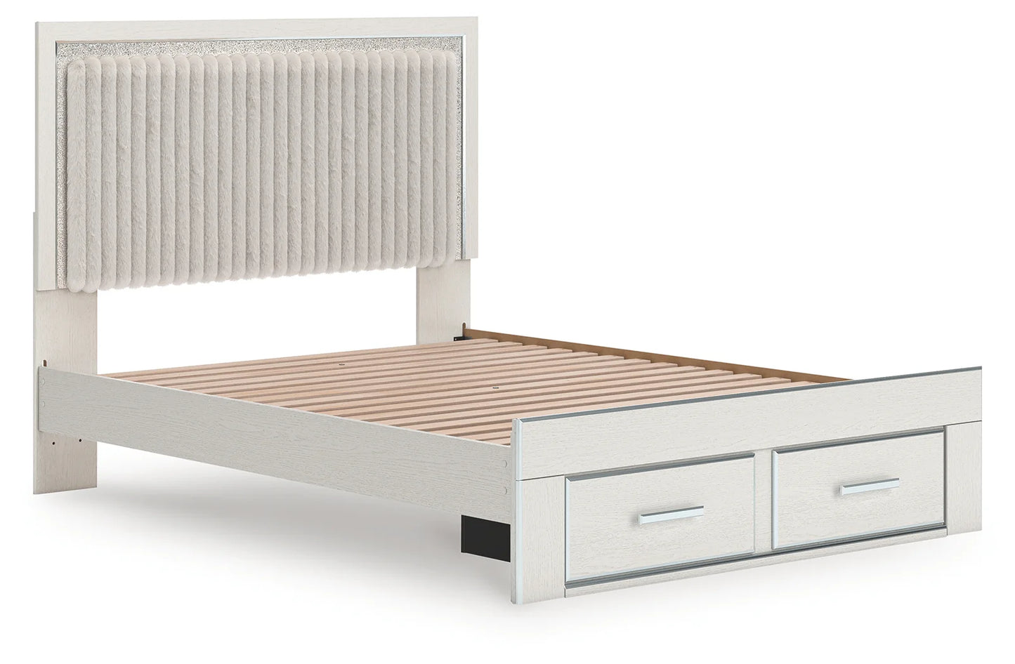 Zuraleus - Queen Upholstered Panel Platform Storage Bed - White