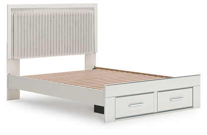 Zuraleus - Queen Upholstered Panel Platform Storage Bed - White
