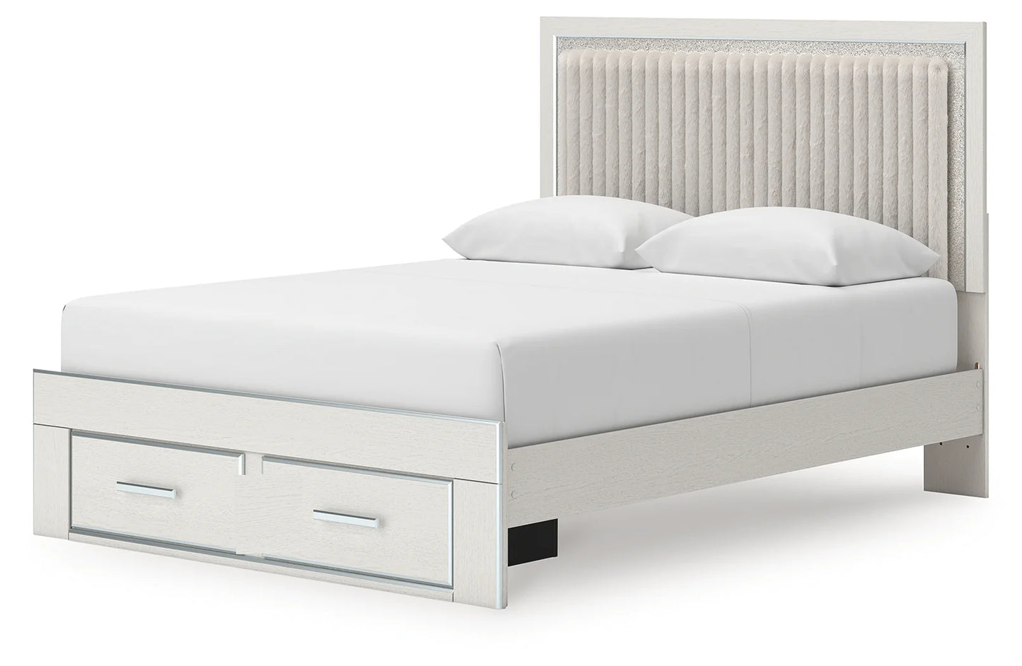 Zuraleus - Queen Upholstered Panel Platform Storage Bed - White